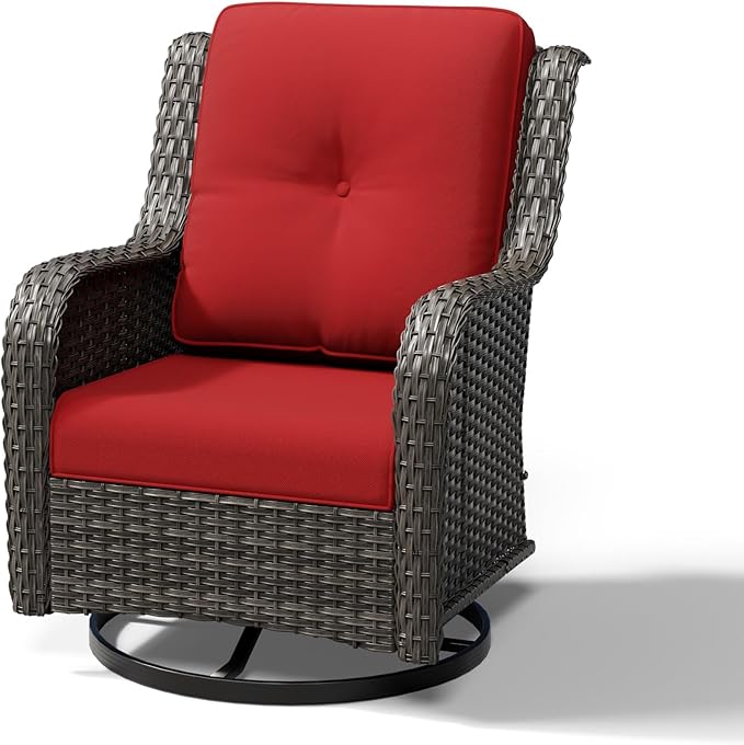 Joyside Outdoor Swivel Rocker Patio Chairs, Wicker Patio Furniture with High Back, Deep Seating, Wide Armrest, Thickened Cushions, Outdoor Rattan Furniture for Deck, Porch Use