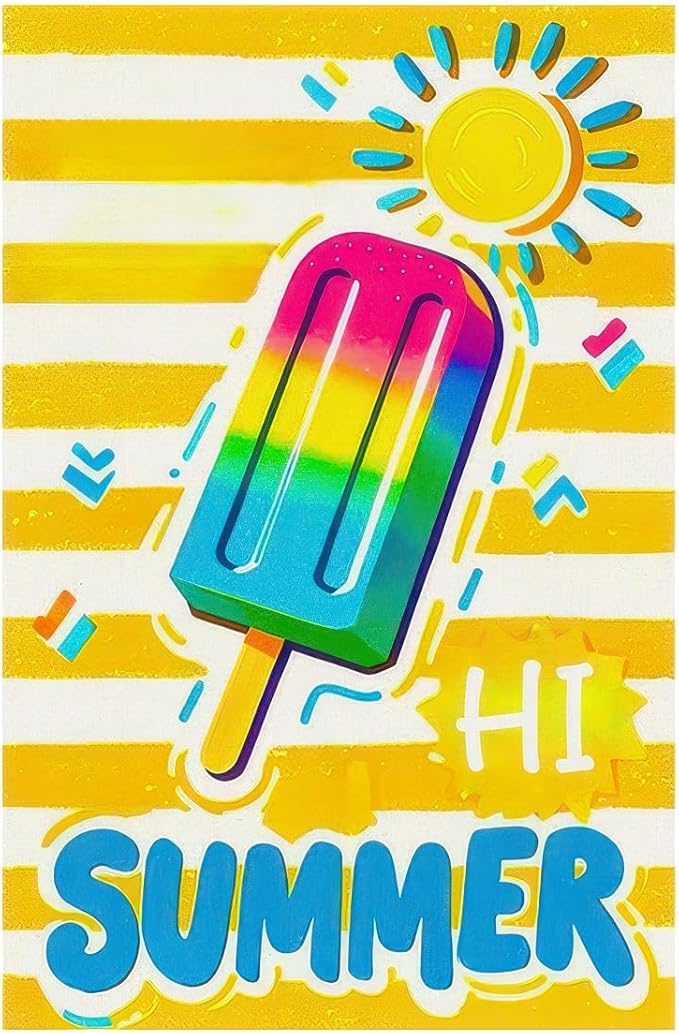 Summer Garden Flags 12x18 Double Sided Summer Banner Beach Gardens Flag Bright Popsicle Sun Design Holiday Outside Decorations Yard Flags for Seasonal Decoration in Yard and Garden