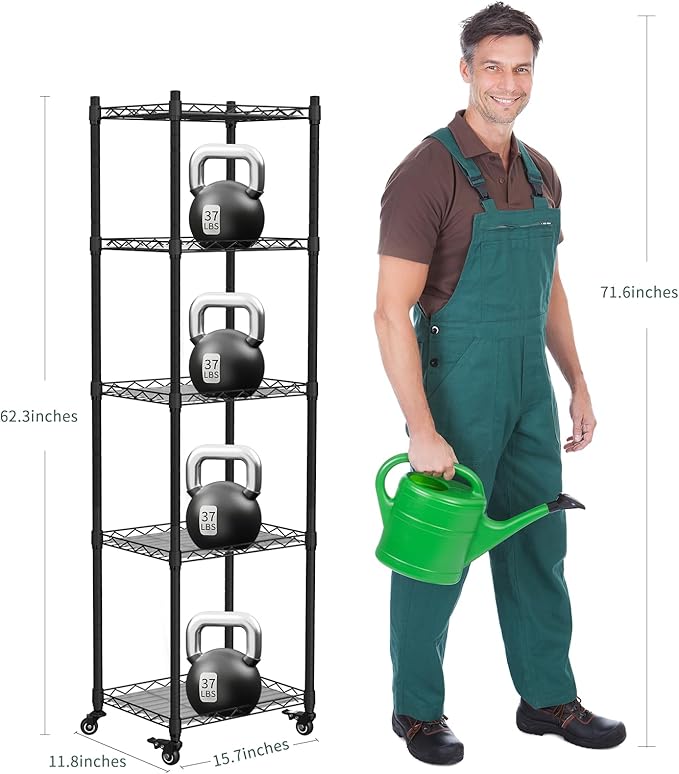 Mini 5-Tier Greenhouse for Indoor Outdoor , 15.7" L×11.8" W×62.3" H Portable Greenhouse with Clear PVC Cover and Metal Shelf for Growing Vegetables, Flowers and Seedlings, with Wheels