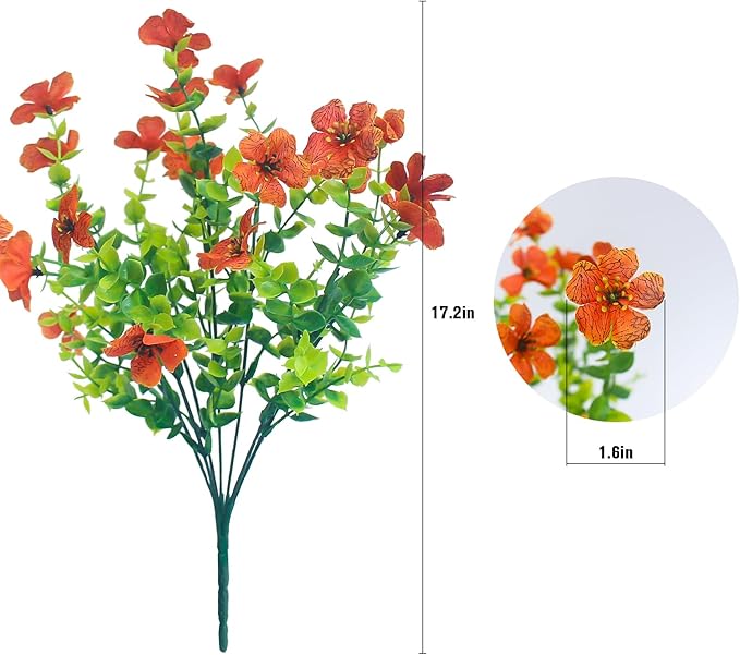 HIFORESTAR Fake Mums Artificial Outdoor Flowers 12 Bundles Autumn Fall Plants Daisy Faux Orange Blooms for Front Porch Window Box Patio Table Centerpieces Decor(Orange Daisy)