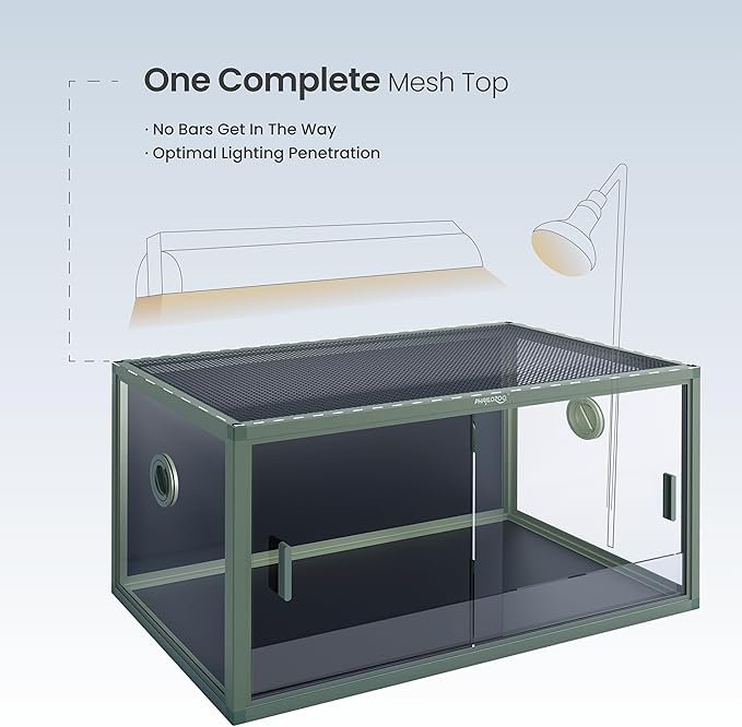 Phailozoo 50 Gallon Bearded Dragon Tank, Reptile Enclosure for Easy Maintenance, Front Opening Reptile Tank with Top Screen Ventilation & Glass Sliding Door 36''x18''x18''