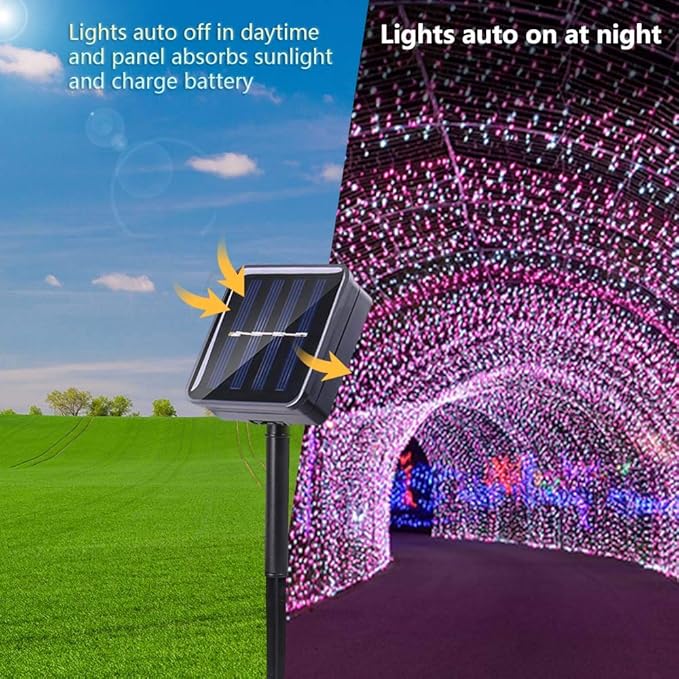 Lomotech Solar String Lights Outdoor - 2 Pack Total 66ft 200LED Solar Fairy Lights Waterproof 8 Modes Twinkle Lights for Outdoor, Patio, Garden, Yard, Party, Wedding, Tree Decoration (Multicolor)
