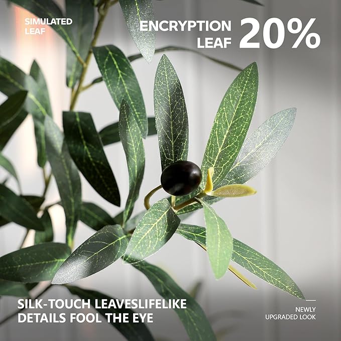 VeriNatural Olive Trees Artificial Indoor, 8FT Tall Faux Olive Tree with Round White Planter, UV Resistant Outdoor Large Fake Olive Plants for Modern Home Decor Living Room Office