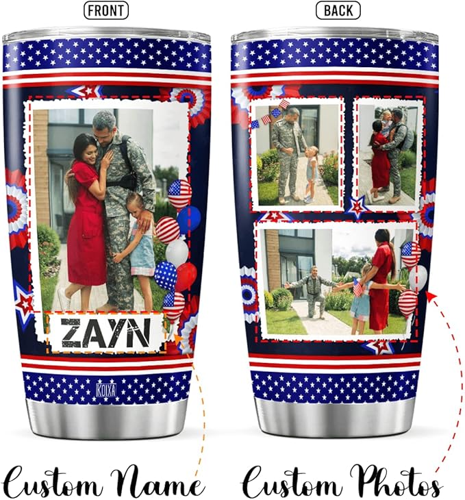 Personalized Coffee Tumbler Custom Images Retirement Gifts For Men Veterans Dad Militarian Travel Mug With Lid Stainless Steel Tumblers Insulated Cups Cold Drinks At Christmas