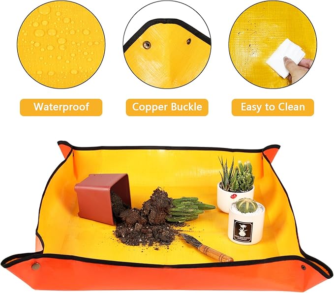39.4" x 39.4" Extra Large Repotting Mat for Transplanting & Potting Soil Mess Control, Waterproof Plant Potting Mat, Succulent Orchid Potting Tray for Plant Pots, Gardening Gifts Bonsai Tools