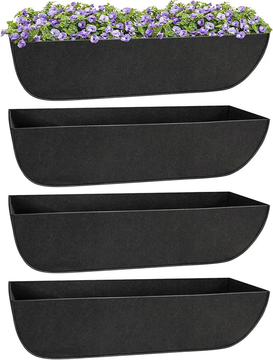 Riare 4 Pack 30 Inch Black Fabric Window Box Liners- Felt Square Trough Planter Basket Liners Replacement, Non-Woven Hanging Flower Plant Box Liner for Outdoor Plants Garden Fence- Avoid Birds Nesting