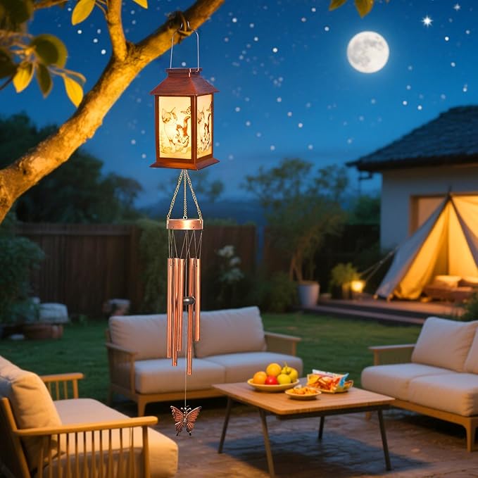 Cat Wind Chimes, Solar Cat Lights for Outside, Gifts for Cats Lovers, Birthday Gifts for Women, Mom, Ded, Grandma, Garden Lawn Yard Outdoor Decor Mobiles Wind Chime, Cats Themed Gift