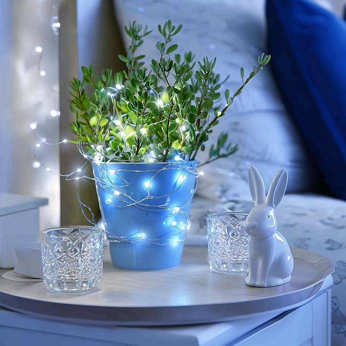 JMEXSUSS 4 Pack 50 LED White Fairy Lights Battery Operated, 16.1ft Christmas Fairy Lights Indoor, White String Lights Waterproof Outdoor for Party Wedding Birthday Holiday Decorations