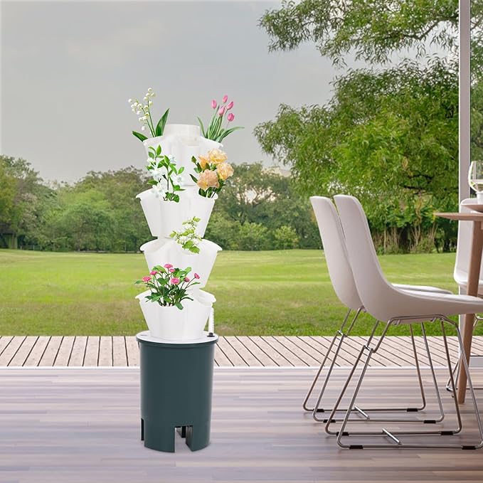 Hydroponic Growing System, 20-Plant Vegetable Planter Tower Outdoor Indoor Garden Vertical Planter Germination Kit with Water Pump & Intelligent Water Circulation for Gardening Lover