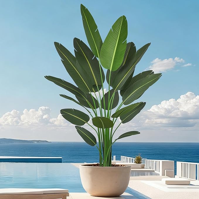 7FT Bird of Paradise Artificial Plant, 84" Tall Artificial Plants Indoor with 19 Realistic Leaves, Fake Floor Plant Faux Tropical Trees with Pot for Home Living Room Office Mall Indoor Decor