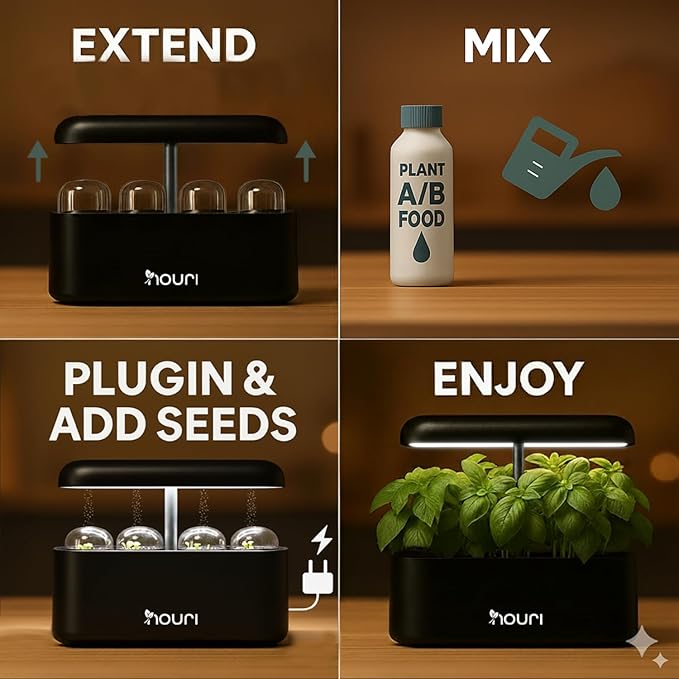 Nouri 12 pod Smart Garden for Home Cooks | w/Heirloom Tomato | Hydroponics Growing System | LED Grow Lights | Indoor Herb Garden Kit | Herb Growing Kit Indoors for Plant Lovers, Gardeners, Kitchen
