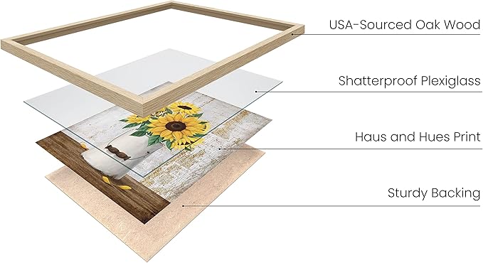 HAUS AND HUES Flower Wall Decor - Set of 4 Floral Wall Art, Framed Flower Paintings, Floral Pictures, Frameable Botanical Posters (8x10, Beige Frame)