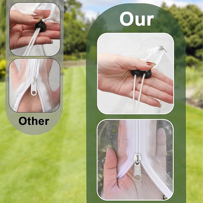 1 Pack 10x10ft Fruit Tree Netting with Zipper & Drawstring, Bird Netting for Fruit Trees, Heavy Duty Tree Nets for Fruit Trees, Reusable Mesh Cover to Protect from Birds, Squirrels, Deer & Insects
