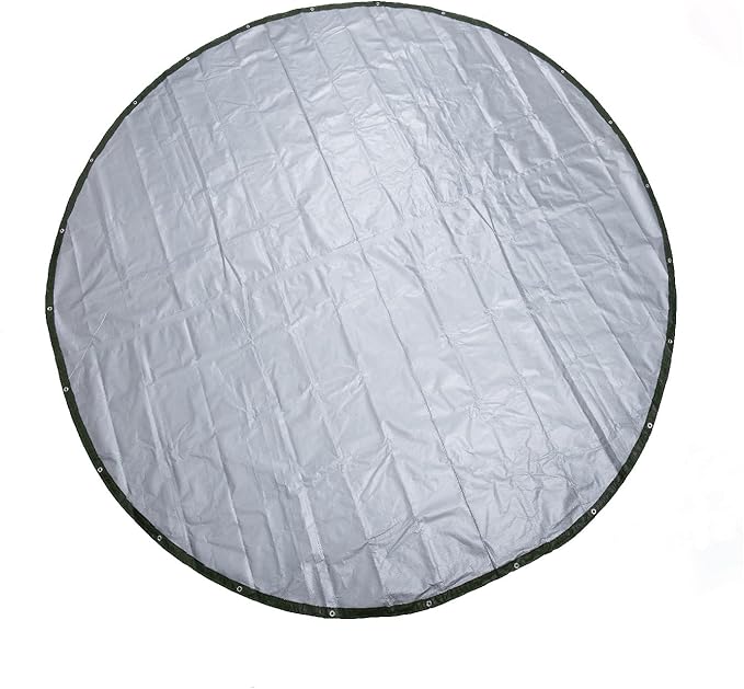 GUARD SHIELD Round Tarp 20 Feet Waterproof Heavy Duty Circle Tarps for Under Pool Green/Silver Multi Purpose Circular Outdoor Cover