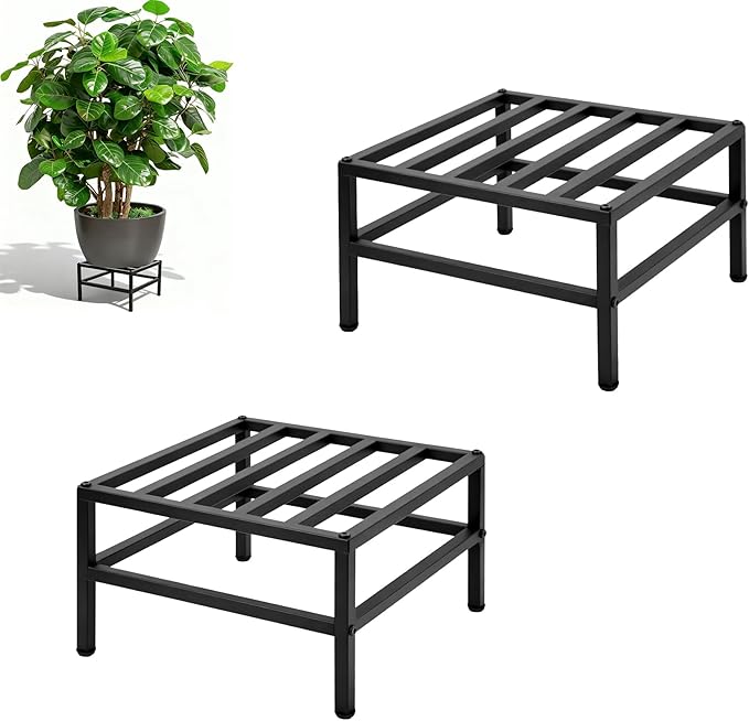 Vitalsvn Metal Plant Stand for Indoor Outdoor Plant Pot Stand Holder Heavy-Duty Flower Stand Pedestal Stand 2 Pack Modern Pot Stand