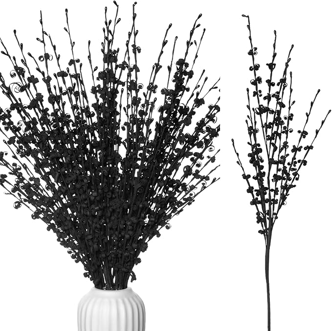 5pcs 29.5" Faux Jasmine Artificial Flowers Tall Black Floral Branches Stem for Home Wedding Vase Filler Anniversary Party DIY Decoration Flowers