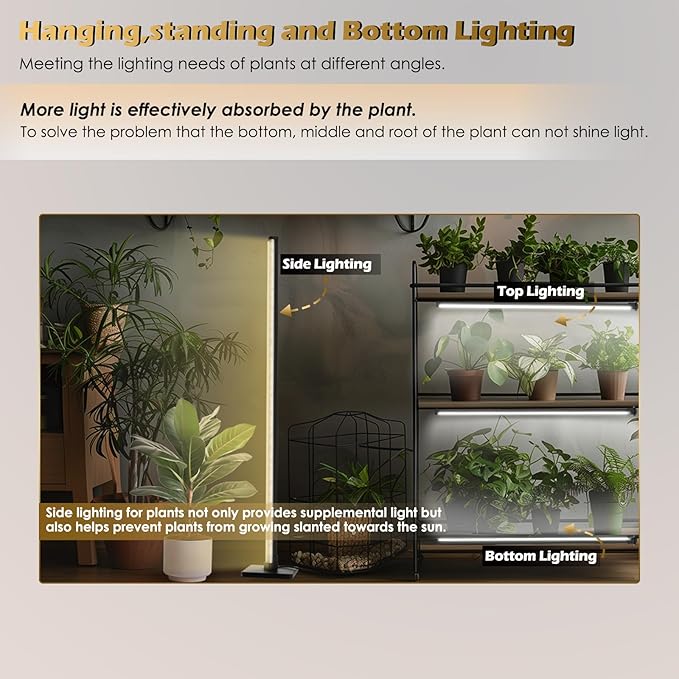 Grow Light with Auto-Timer, Hanging and Standing Grow Lights for Indoor Plants,3 Light Modes, Detachable Full Spectrum Plant Lights for Wide Area Coverage in Indoor Plants (45 in)