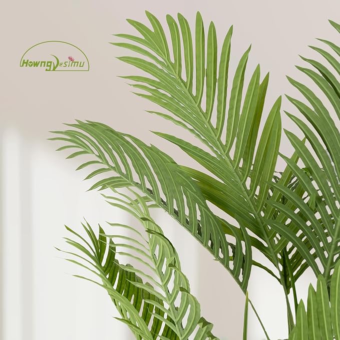 Artificial Palm Tree 4 Feet Artificial Palm Plant with Real Bark Design Faux Palm Tree for Indoor Outdoor Modern Decoration Plants in Pot for Home Office