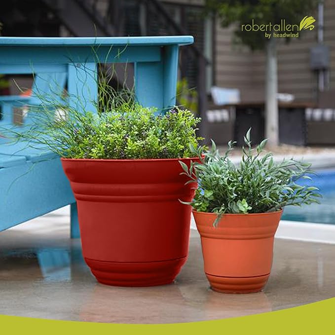 Headwind Traverse Planters – 5" 2 Pack Plastic Plant Pot in Tango Orange - Indoor & Outdoor Pots for Plants with Drainage - Decorative Plant Pot, Flower Pots Outdoor for Garden by Robert Allen