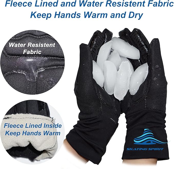 Skating Spirit Gel Padded Palm Protection Gloves for Kids and Adults, Water Resistant Warm Touchscreen Non Slip