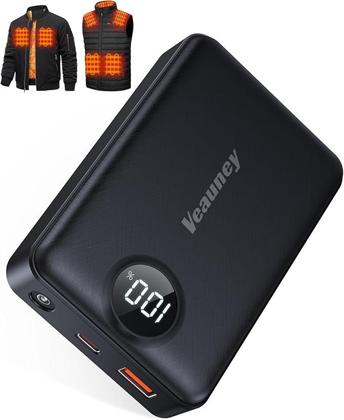 7.4V 5V 20000mAh Heated Vest Battery Pack Compatible with ORORO, for 7.4V Venustas, Battery Pack for Heated Vest with 7.4V DC Port, Rechargeable Power Bank for OCQOCQ, for TODWARM, for Weamest(No 12V)