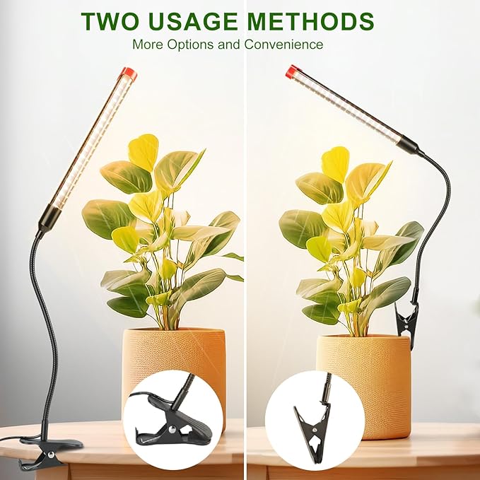 GroCruiser 3-Pack Small Clip Grow Lights for Indoor Plants, Bonsai, Succulent, Cactus, Seed Starting with Timer, 9 Watt Power Home Plug, Enough High-Intensity Like Sun, Best Gift for Plants Lover