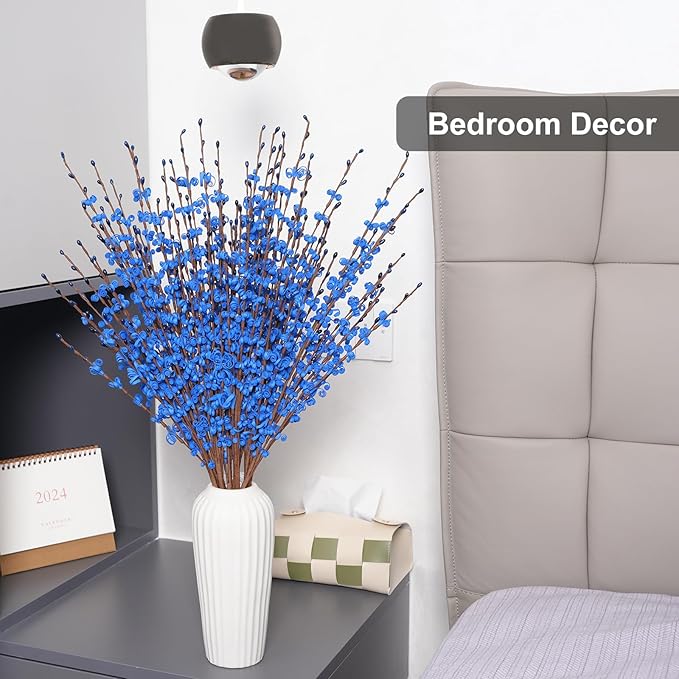 10 Pcs 29.5" Long Jasmine Artificial Blue Flowers Fake Jasmine Flowers Bouquet Stem for DIY Floral Art Plant Home Office Table Centerpieces Party Decorations