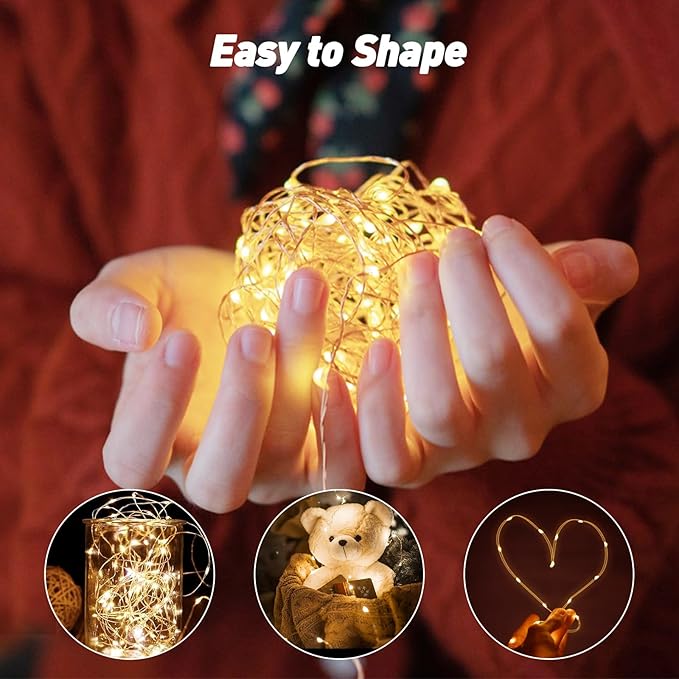 4Pack 80FT 240LED Fairy Lights Battery Operated with Remote & Timer 8 Modes Twinkle String Lights Battery Powered Indoor Outdoor Waterproof for Bedroom Wedding Christmas Décor Warm White & Multicolor