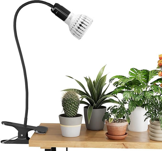 GooingTop Grow Light,12W (80Watts Equiv) 5000K White Full Spectrum LED Growing Lamp Clip on Desk for Indoor Plants,Bulbs Replaceable & Non-dimmable
