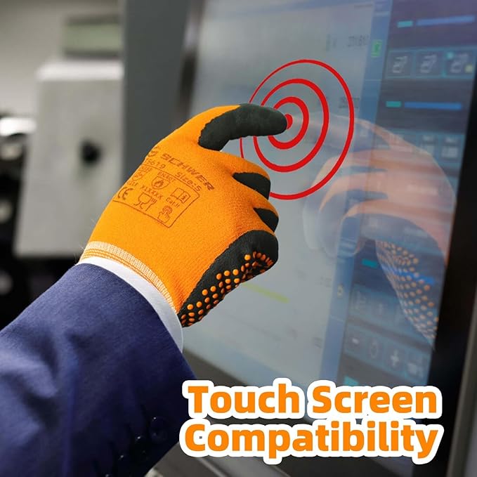 Schwer 6 Pairs LT5619 Work Gloves Micro-Foam Nitrile Coated, Level 4 Abrasion Resistant Nylon Working Gloves with Micro Dot Grip for Men Women, Touchscreen, for Automotive Electronic Assembly, Medium