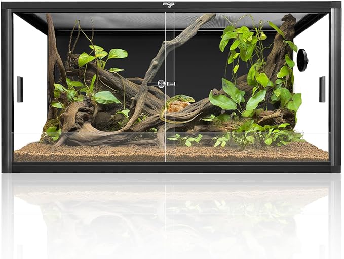 Wacool Terra 50 Gallon Reptile Tank, Large Terrarium for Bearded Dragons, Snakes, Leopard Geckos, Sliding Door & Top Ventilation, 36" x 18" x 18" Easy-to-Maintain Reptile Enclosure