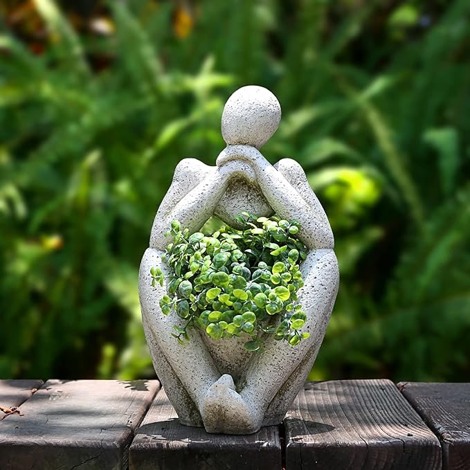 Large Planters for Outdoor Indoor Plants Head Face Planter Pot Unique Succulent Planters Flower Vase with Drainage Hole Thinker