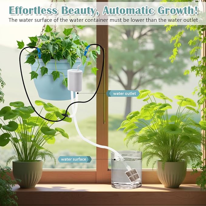 RooTrimmer Hanging Planters 10 Inch, 4 Pcs Flower Pots Automatic Watering System Set, Self Watering Hanging Basket with Drainage Hole for Indoor Outdoor Plants, Decor, Blue