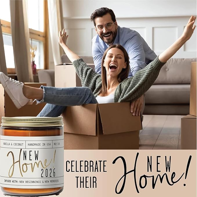 House Warming Gifts New Home, Housewarming Gifts New Home '2026' Soy Candle, w/Vanilla, Coconut & Vetiver I for New House, New House Gift I 9oz Jar, 50Hr Burn, Made in USA