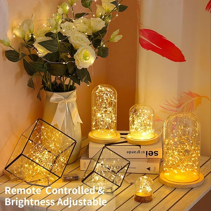 GDEALER 2 Pack Fairy Lights 20 Ft 60 Led Battery Operated Twinkle Lights with Remote Waterproof Silver Wire Twinkle Light 8 Modes Fairy String Light for Party Bedroom Decorations- Warm White