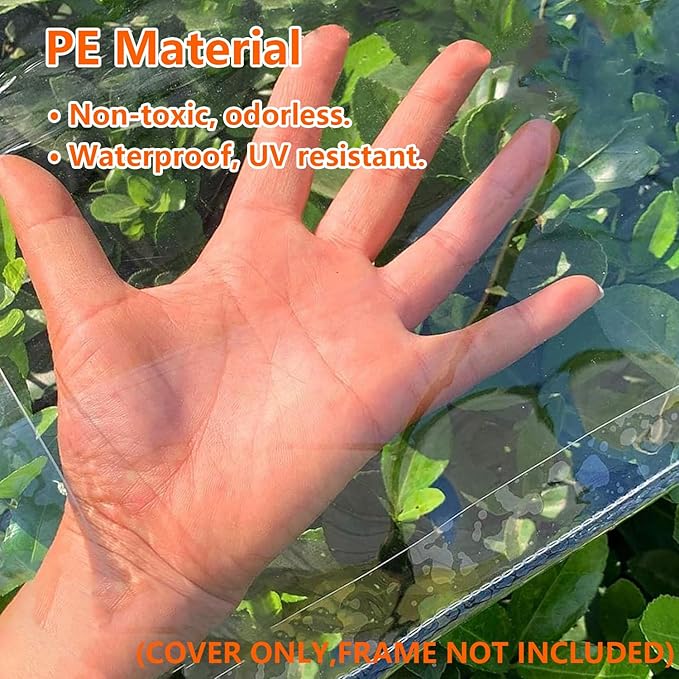 Greenhouse Cover Replacement, 56×56×76 Inches PE Walk-in Greenhouse Cover for Gardening Plants w/Roll-Up Zipper Door, Waterproof Wind Rain Proof Frost Protection , Easy Assembly (No Frames Include)