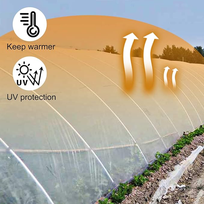 VEVOR Greenhouse Plastic Sheeting 16 x 28 ft, 6 Mil Thickness UV Resistant Clear Polyethylene Film, Hoop Green House Cover for Farms, Agriculture, Garden