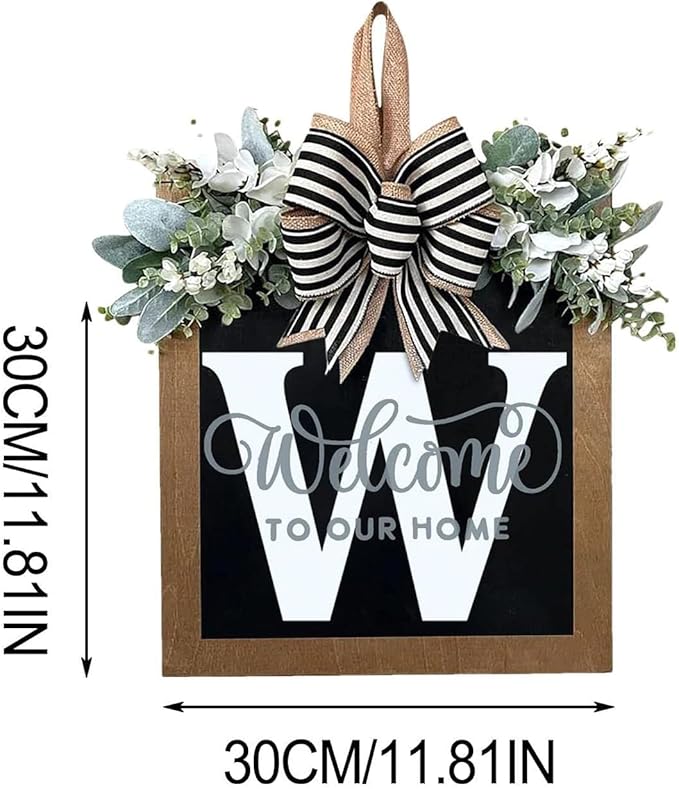 Last Name All Year Wreath, for Front Doors, Spring, Fall, 26 Last Name Letters All Year Round Wreaths, Suitable for Wedding Decorations, Home Porches, Farmhouses, Yards, Garden Decorations, Gifts (W)
