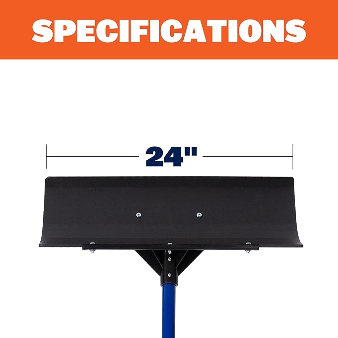 Marshalltown Polar Pusher 24 Inch Snow Pusher Shovel, Lightweight Non-Stick UHMW Blade Makes Plowing Snow Easy, Made in The USA, SNOWP24