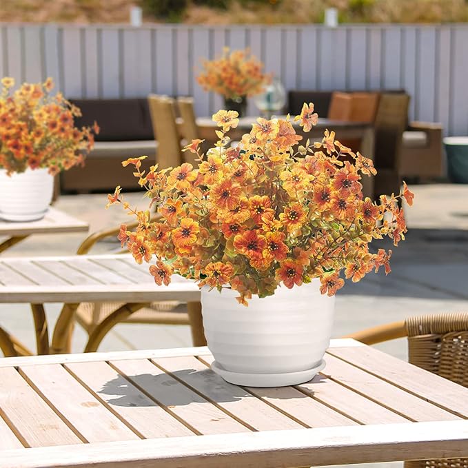 Grunyia 10 Bundles Artificial Fall Flowers Outdoor UV Resistant Fake Flowers