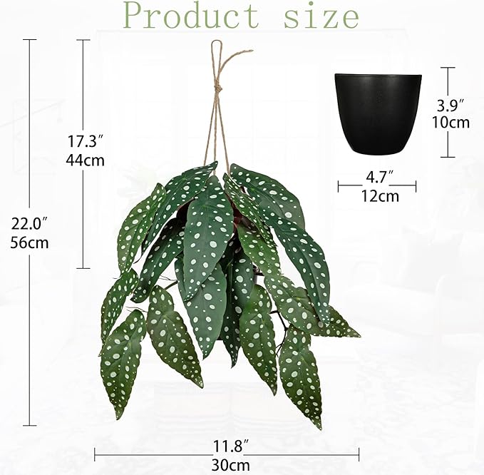 Fake Hanging Plant in Black Pot Artificial Syngonium Podophyllum Plant Faux Greenery Leaves for Wall Bedroom Office Desk Bathroom Indoor Outdoor Home Deco