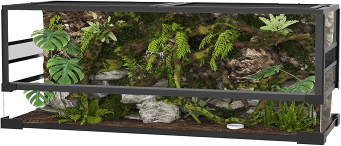 Garvee 67 Gallon Reptile Tall Glass Terrarium, 36" x 18" x 24" Reptile Tank Double Hinge Door with Top Screen Ventilation, Easy Assembly (67 Gallon-H)