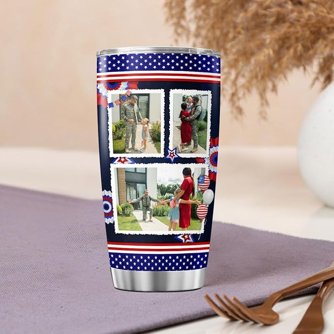 Personalized Coffee Tumbler Custom Images Retirement Gifts For Men Veterans Dad Militarian Travel Mug With Lid Stainless Steel Tumblers Insulated Cups Cold Drinks At Christmas