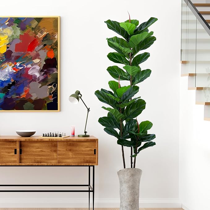 YEPDIN Artificial Fiddle Leaf Fig Tree 5FT Faux Fiddle Leaves Fig Tree Artificial Plants in Pot for Indoor Outdoor Fake Tree Plants