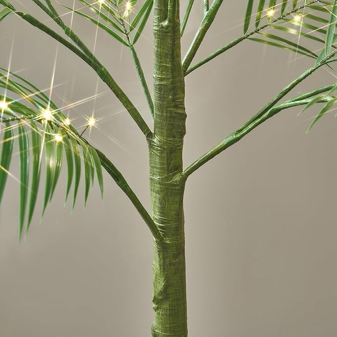 Hairui Lighted Palm Tree 6FT 300 LED Fairy Lights, Faux Plant Tree with Lights for Home Holiday Summer Decoration Indoor Outdoor