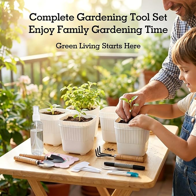 Soliseed Indoor Herb Garden Kit, Window HerbPots, Gardening Tools for Beginners, Kitchen Windowsill Planter, DIY Grow Gift for Home Outdoor Plants- Herb Pots with Drainage Holes