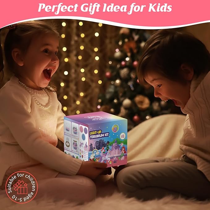lonfypeng Unicorn Terrarium Crafts Kit for Kids-LED Night Light Up & Remote Unicorn Birthday Gifts Toys for Girls Ages5 6 7 8 9 10 Year Old-Christmas Gifts for Girls