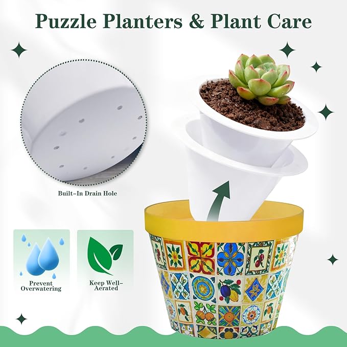 MYLARREN 3D Puzzle Planter, 152 Pcs 3D Puzzle Vases for Adults, Flowers, Small Cute Indoor Plant Pot, Arts and Crafts for Kids 4-6, Adults, Girls, Unique Flower Vases(Grid)