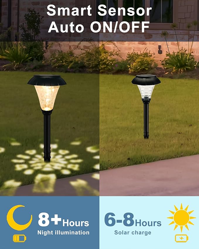 LAMTREE Solar Pathway Lights,6 Pack Solar Lights Outdoor Waterproof,Outdoor Solar Lights for Yard,Lawn,Patios, Garden,Landscape,Walkway,Driveway