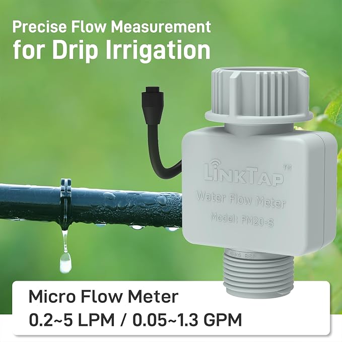 LinkTap Micro Flow Meter - Compatible with LinkTap G2S and G2 Water Timer, Ideal for Drip Irrigation (0.05-1.3 GPM)